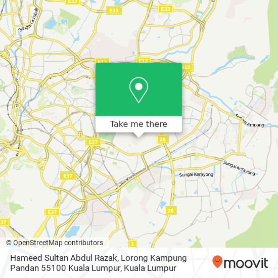 Peta Hameed Sultan Abdul Razak, Lorong Kampung Pandan 55100 Kuala Lumpur