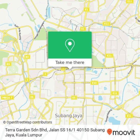 Peta Terra Garden Sdn Bhd, Jalan SS 16 / 1 40150 Subang Jaya