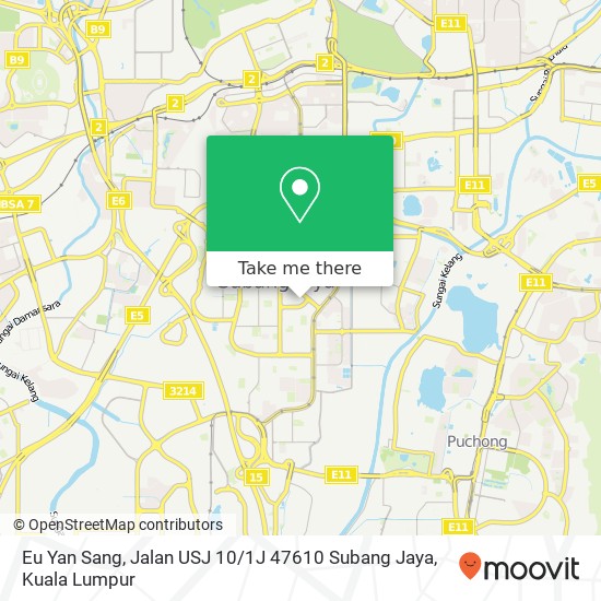 Peta Eu Yan Sang, Jalan USJ 10 / 1J 47610 Subang Jaya