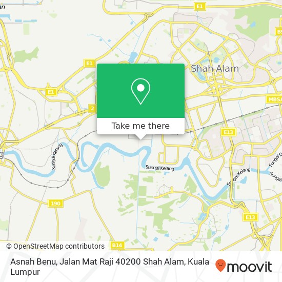 Peta Asnah Benu, Jalan Mat Raji 40200 Shah Alam