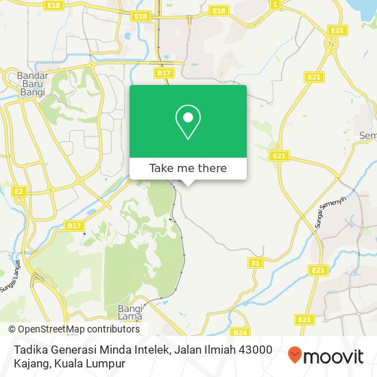 Peta Tadika Generasi Minda Intelek, Jalan Ilmiah 43000 Kajang