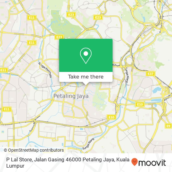 Peta P Lal Store, Jalan Gasing 46000 Petaling Jaya