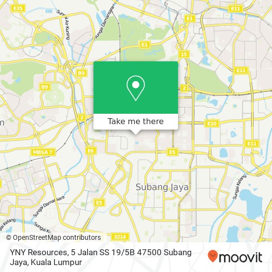 Peta YNY Resources, 5 Jalan SS 19 / 5B 47500 Subang Jaya