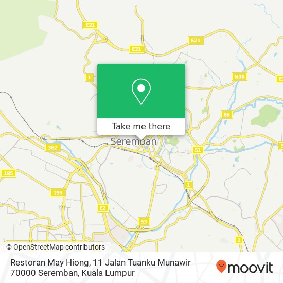 Restoran May Hiong, 11 Jalan Tuanku Munawir 70000 Seremban map