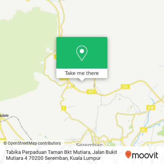 Peta Tabika Perpaduan Taman Bkt Mutiara, Jalan Bukit Mutiara 4 70200 Seremban