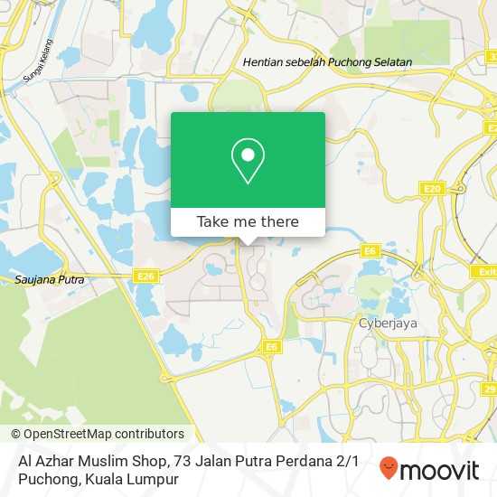 Peta Al Azhar Muslim Shop, 73 Jalan Putra Perdana 2 / 1 Puchong