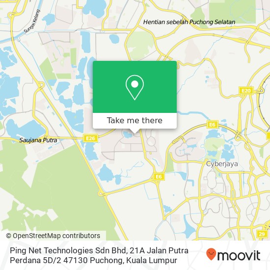 Peta Ping Net Technologies Sdn Bhd, 21A Jalan Putra Perdana 5D / 2 47130 Puchong