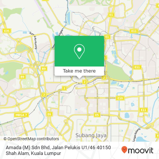 Amada (M) Sdn Bhd, Jalan Pelukis U1 / 46 40150 Shah Alam map