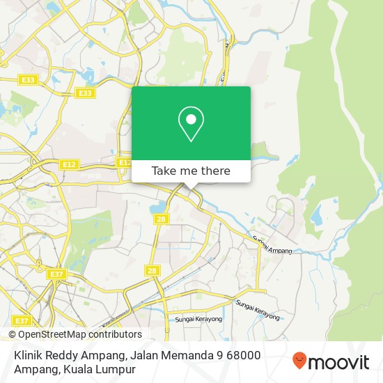 Peta Klinik Reddy Ampang, Jalan Memanda 9 68000 Ampang