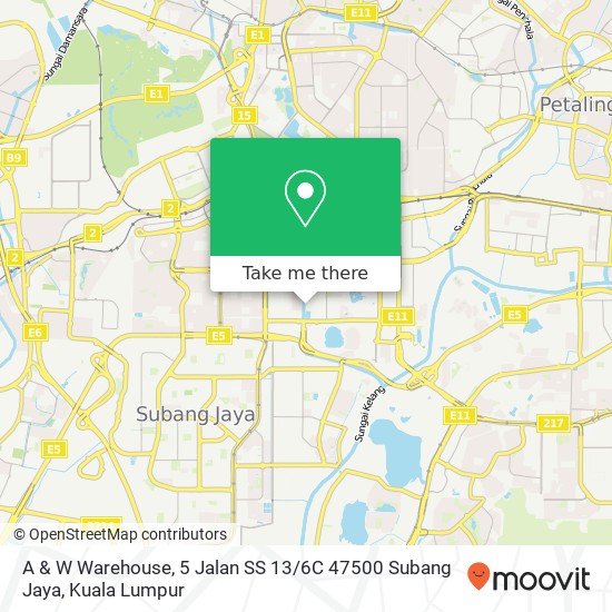 A & W Warehouse, 5 Jalan SS 13 / 6C 47500 Subang Jaya map