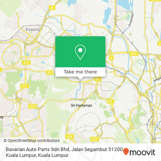 Peta Bavarian Auto Parts Sdn Bhd, Jalan Segambut 51200 Kuala Lumpur
