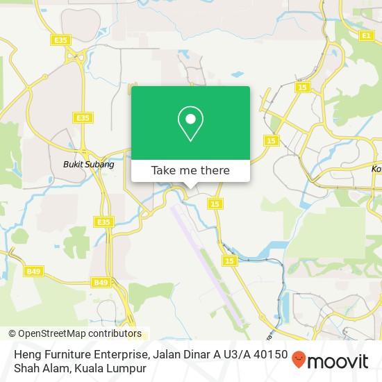 Heng Furniture Enterprise, Jalan Dinar A U3 / A 40150 Shah Alam map