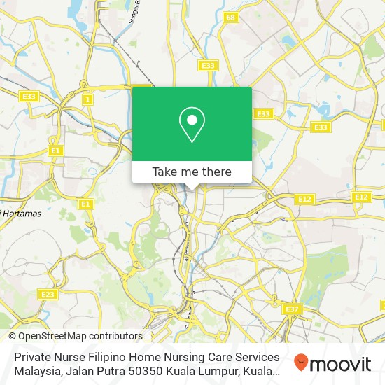 Private Nurse Filipino Home Nursing Care Services Malaysia, Jalan Putra 50350 Kuala Lumpur map