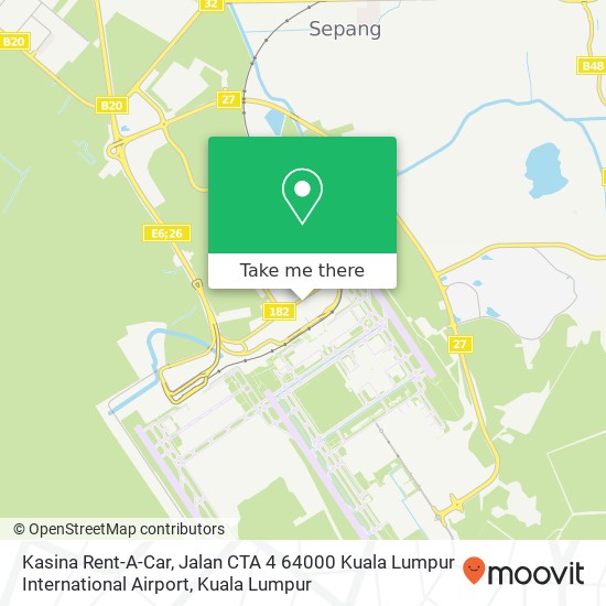 Peta Kasina Rent-A-Car, Jalan CTA 4 64000 Kuala Lumpur International Airport