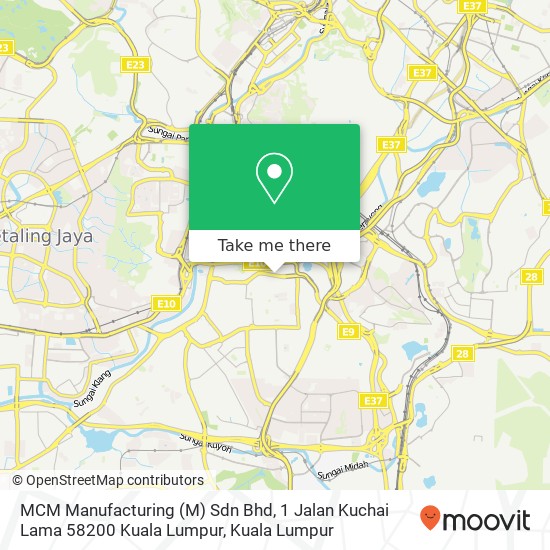 Peta MCM Manufacturing (M) Sdn Bhd, 1 Jalan Kuchai Lama 58200 Kuala Lumpur