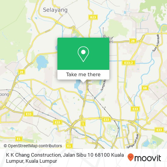 K K Chang Construction, Jalan Sibu 10 68100 Kuala Lumpur map
