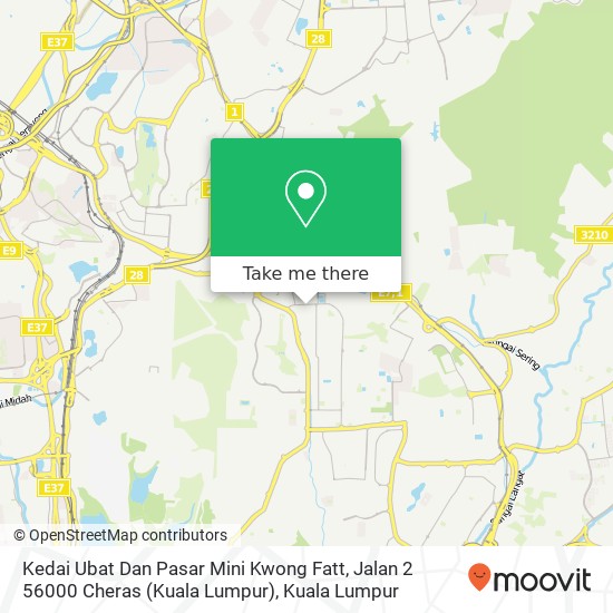 Peta Kedai Ubat Dan Pasar Mini Kwong Fatt, Jalan 2 56000 Cheras (Kuala Lumpur)
