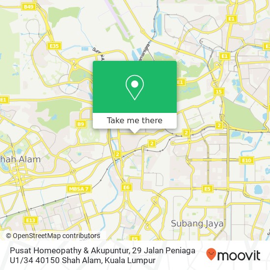 Peta Pusat Homeopathy & Akupuntur, 29 Jalan Peniaga U1 / 34 40150 Shah Alam