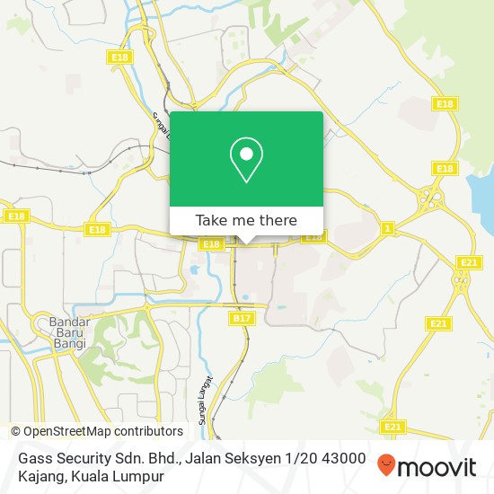 Gass Security Sdn. Bhd., Jalan Seksyen 1 / 20 43000 Kajang map