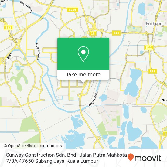 Peta Sunway Construction Sdn. Bhd., Jalan Putra Mahkota 7 / 8A 47650 Subang Jaya