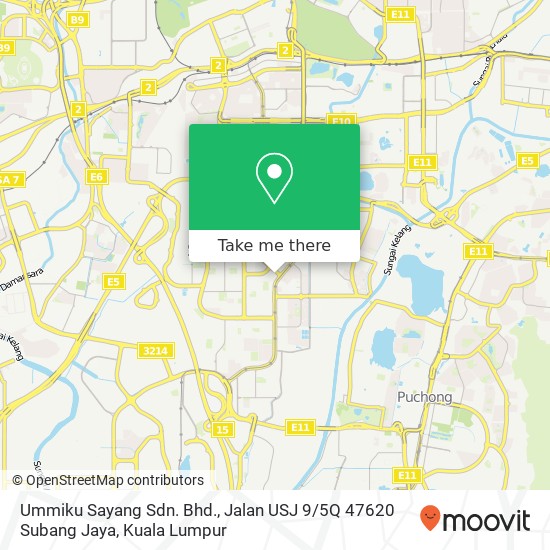 Peta Ummiku Sayang Sdn. Bhd., Jalan USJ 9 / 5Q 47620 Subang Jaya