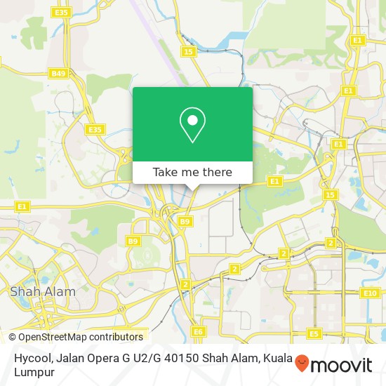 Peta Hycool, Jalan Opera G U2 / G 40150 Shah Alam