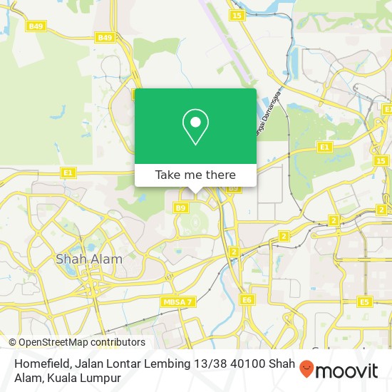 Homefield, Jalan Lontar Lembing 13 / 38 40100 Shah Alam map