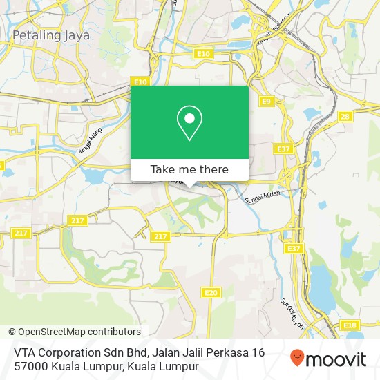 Peta VTA Corporation Sdn Bhd, Jalan Jalil Perkasa 16 57000 Kuala Lumpur