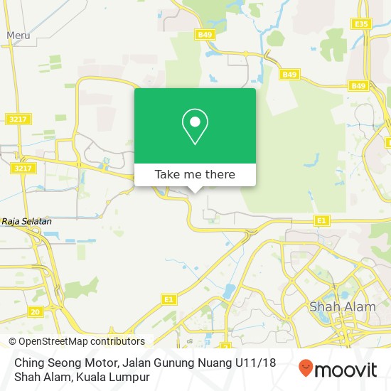 Ching Seong Motor, Jalan Gunung Nuang U11 / 18 Shah Alam map