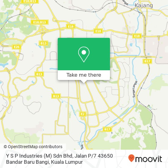 Peta Y S P Industries (M) Sdn Bhd, Jalan P / 7 43650 Bandar Baru Bangi
