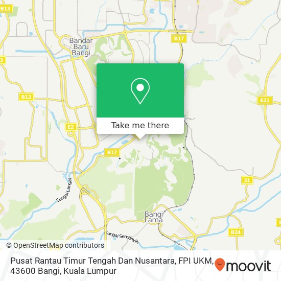 Pusat Rantau Timur Tengah Dan Nusantara, FPI UKM, 43600 Bangi map