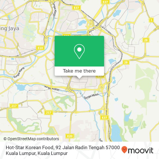 Peta Hot-Star Korean Food, 92 Jalan Radin Tengah 57000 Kuala Lumpur