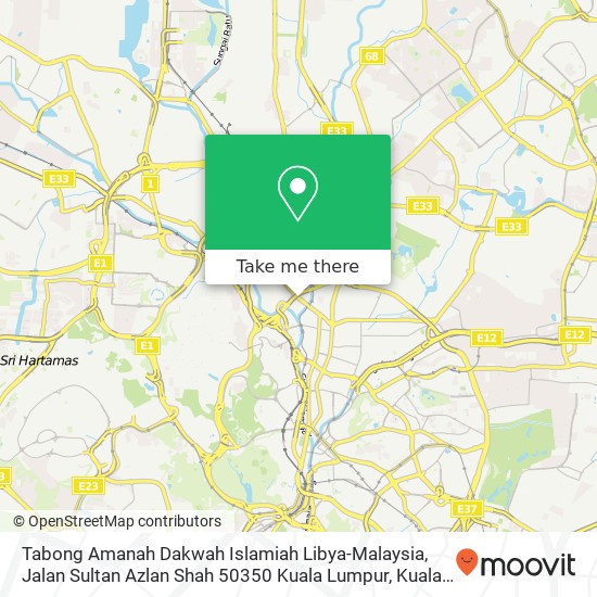 Peta Tabong Amanah Dakwah Islamiah Libya-Malaysia, Jalan Sultan Azlan Shah 50350 Kuala Lumpur