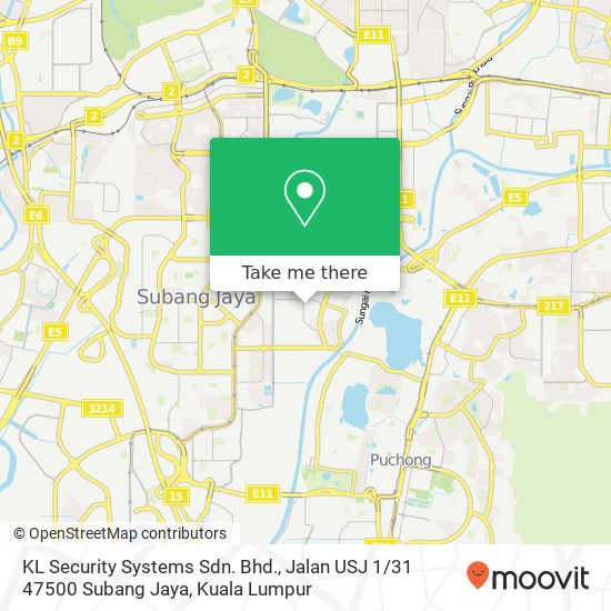 Peta KL Security Systems Sdn. Bhd., Jalan USJ 1 / 31 47500 Subang Jaya