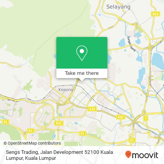 Peta Sengs Trading, Jalan Development 52100 Kuala Lumpur