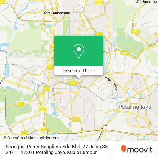 Shanghai Paper Suppliers Sdn Bhd, 27 Jalan SS 24 / 11 47301 Petaling Jaya map