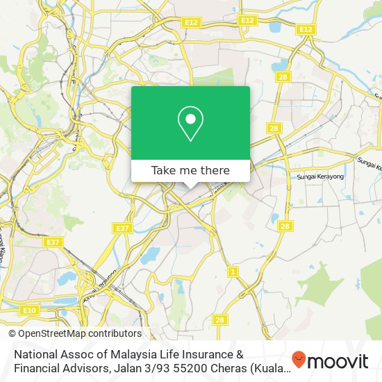 Peta National Assoc of Malaysia Life Insurance & Financial Advisors, Jalan 3 / 93 55200 Cheras (Kuala Lumpur)