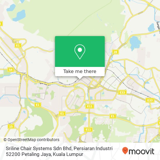 Sriline Chair Systems Sdn Bhd, Persiaran Industri 52200 Petaling Jaya map