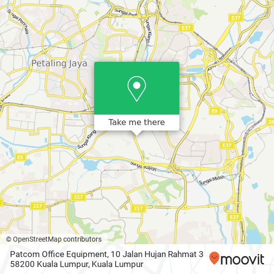 Peta Patcom Office Equipment, 10 Jalan Hujan Rahmat 3 58200 Kuala Lumpur