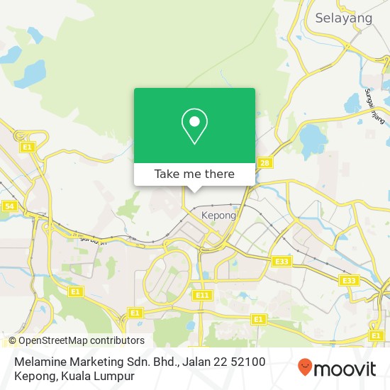 Melamine Marketing Sdn. Bhd., Jalan 22 52100 Kepong map