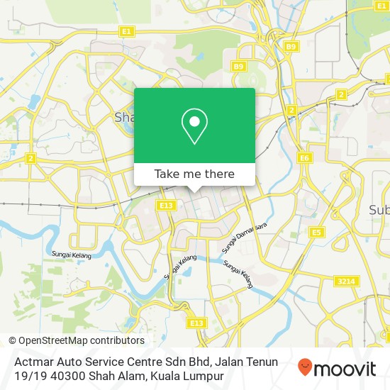 Peta Actmar Auto Service Centre Sdn Bhd, Jalan Tenun 19 / 19 40300 Shah Alam