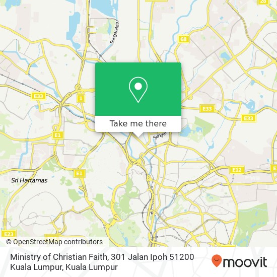 Peta Ministry of Christian Faith, 301 Jalan Ipoh 51200 Kuala Lumpur