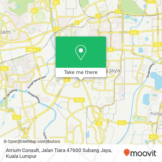 Peta Atrium Consult, Jalan Tiara 47600 Subang Jaya