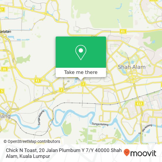 Chick N Toast, 20 Jalan Plumbum Y 7 / Y 40000 Shah Alam map
