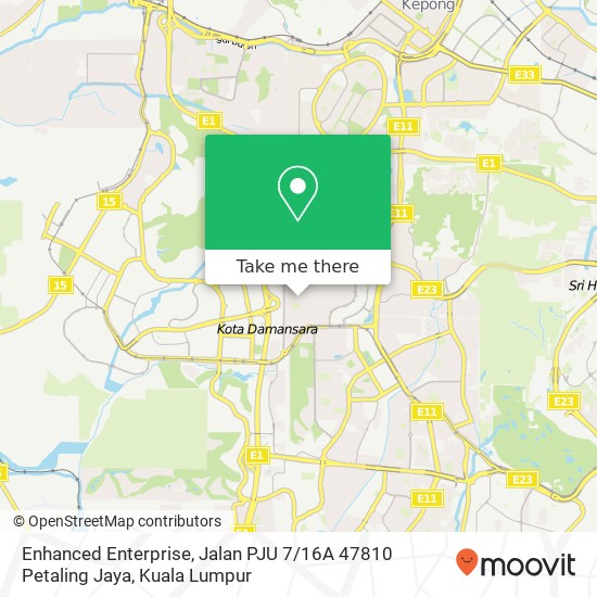 Peta Enhanced Enterprise, Jalan PJU 7 / 16A 47810 Petaling Jaya