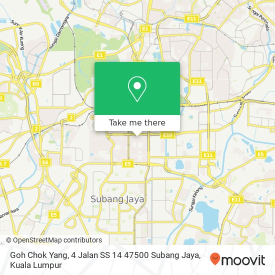 Peta Goh Chok Yang, 4 Jalan SS 14 47500 Subang Jaya