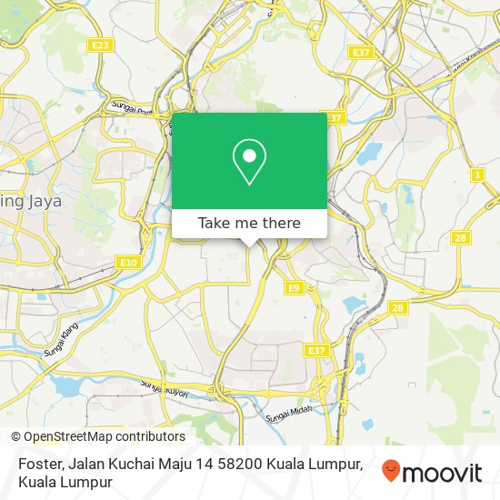 Peta Foster, Jalan Kuchai Maju 14 58200 Kuala Lumpur