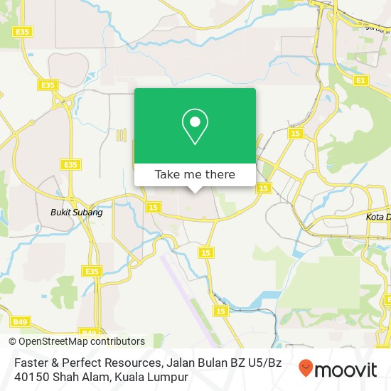 Peta Faster & Perfect Resources, Jalan Bulan BZ U5 / Bz 40150 Shah Alam