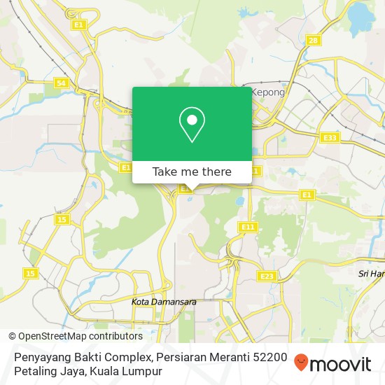 Penyayang Bakti Complex, Persiaran Meranti 52200 Petaling Jaya map
