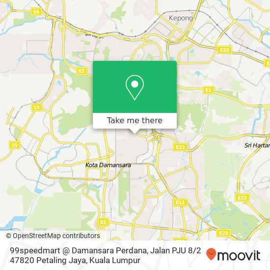 99speedmart @ Damansara Perdana, Jalan PJU 8 / 2 47820 Petaling Jaya map